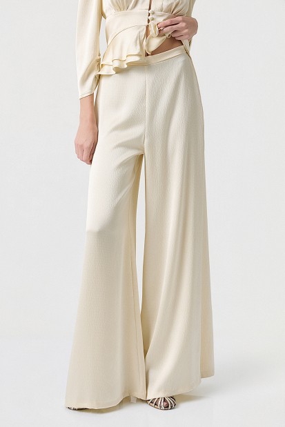 Pantaloni cu aspect satinat și textură șifonată - Gold label