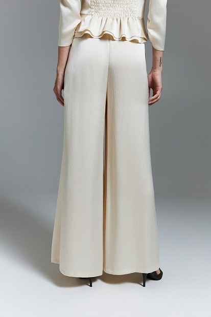 Pantaloni cu aspect satinat și textură șifonată - Gold label