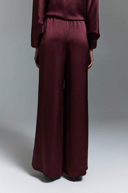 Pantaloni cu aspect satinat și textură șifonată - Gold label