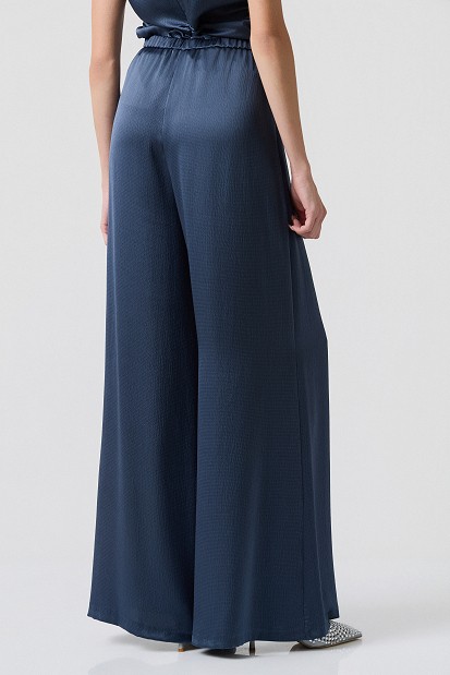 Pantaloni cu aspect satinat și textură șifonată - Gold label