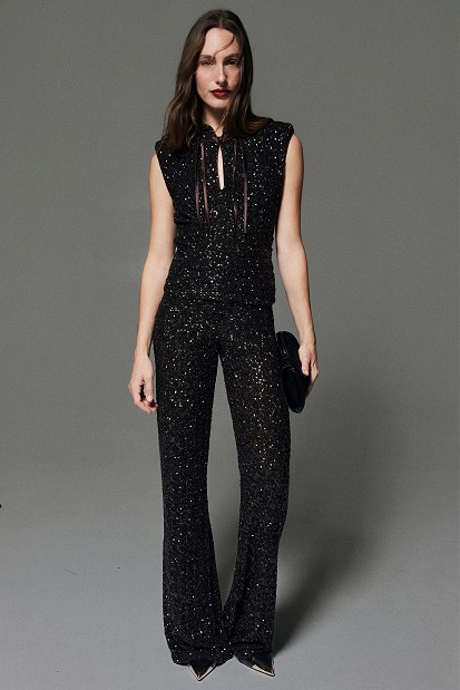 Sequin flared trousers - Gold label