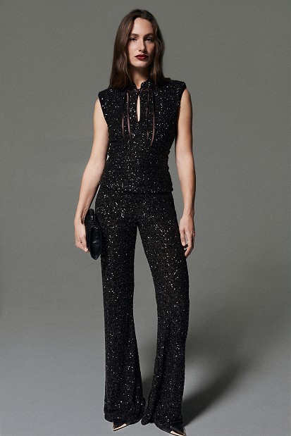 Sequin flared trousers - Gold label