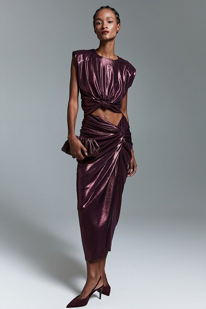 Draped midi skirt with ruching - Gold label
