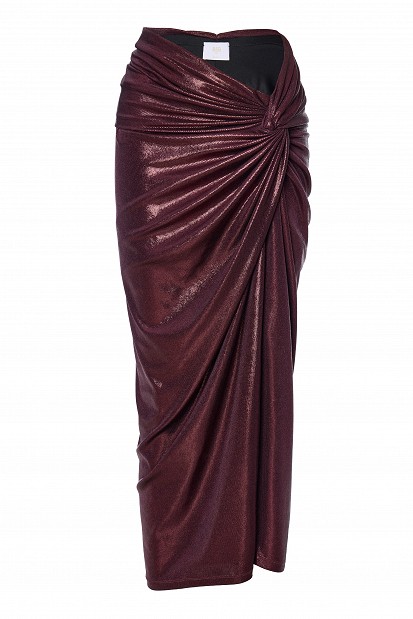 Draped midi skirt with ruching - Gold label