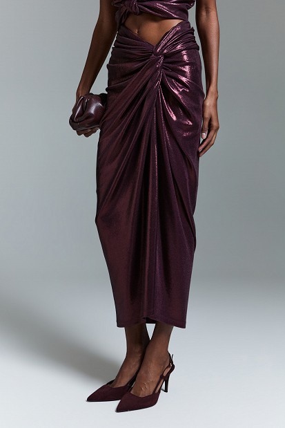Draped midi skirt with ruching - Gold label