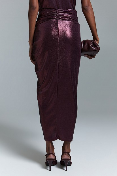 Draped midi skirt with ruching - Gold label