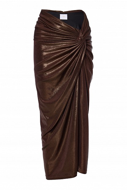 Draped midi skirt with ruching - Gold label