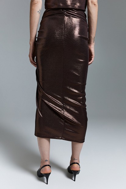 Draped midi skirt with ruching - Gold label