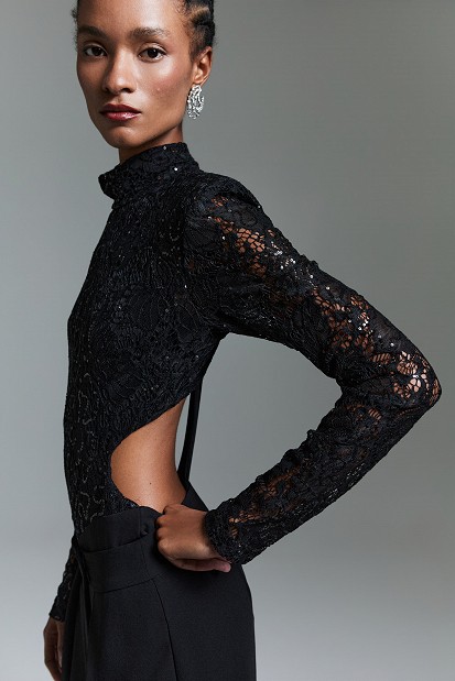 Lace bodysuit with cut-outs and an open back - Gold label