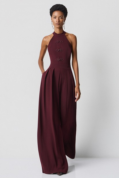 Pleated jumpsuit with decorative details - Gold label