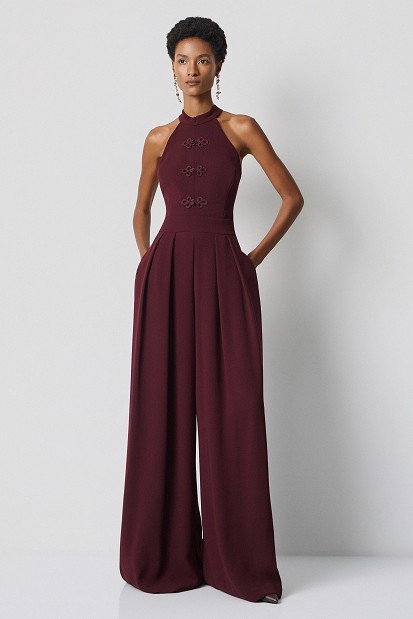 Pleated jumpsuit with decorative details - Gold label
