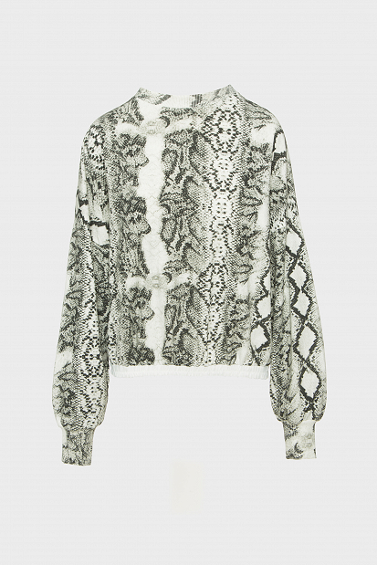 Animal printed blouse with broderie