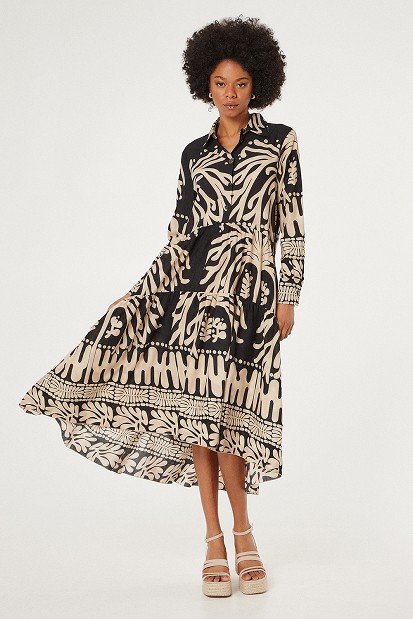 Printed dress with frills