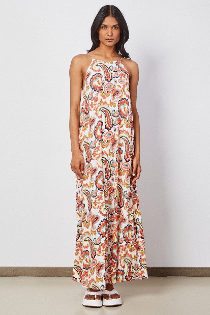 Printed maxi dress with open back