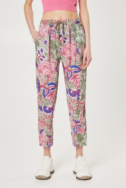 Floral elasticated trousers