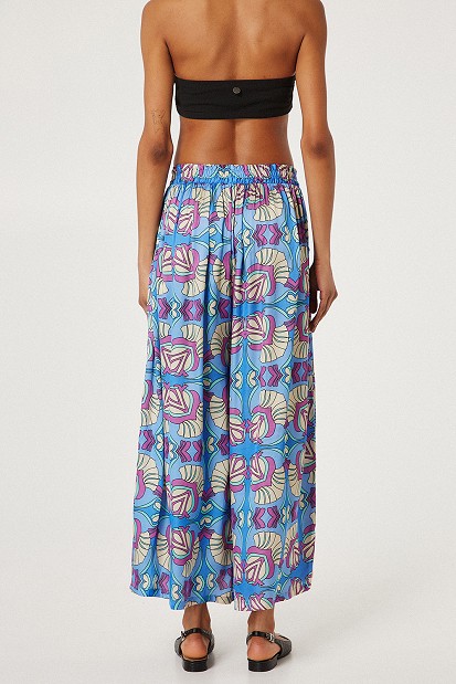 Highwaisted printed trousers in satin touch