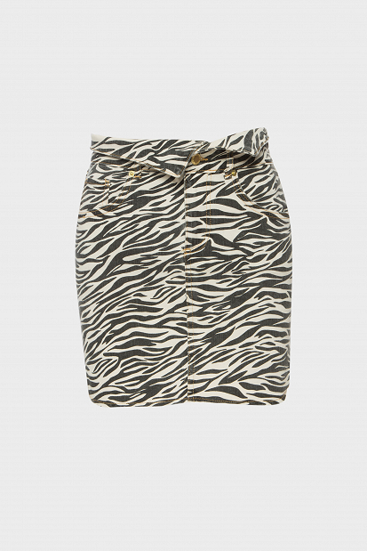 Denim zebra printed skirt