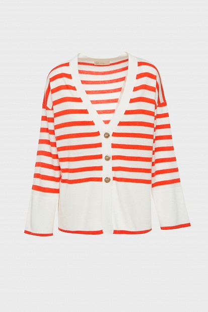 Striped cardigan with wide sleeves