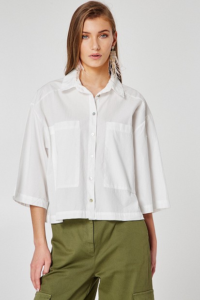Cropped cotton shirt