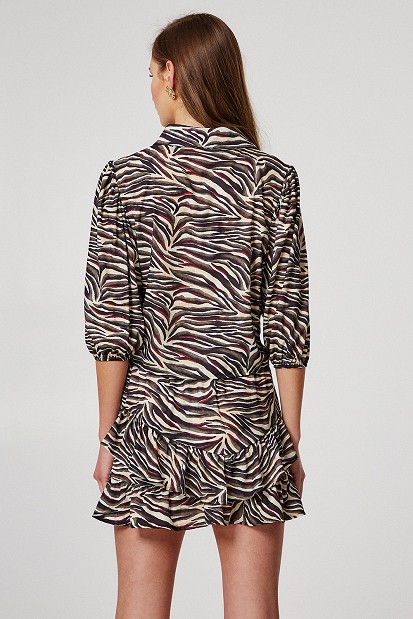 Zebra printed shirt with front knot closure
