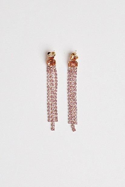 Hanging earrings with rhinestones