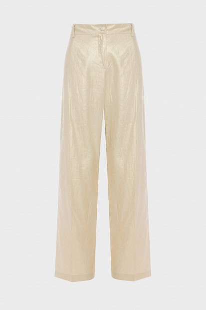 Shiny wide leg linen trousers - Gold label