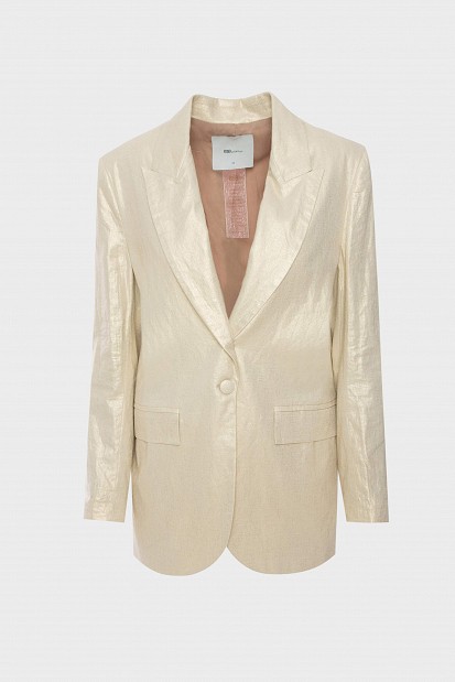 Oversized linen shiny blazer - Gold label
