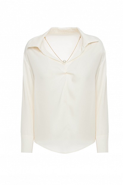 Satin blouse with adjustable necklace