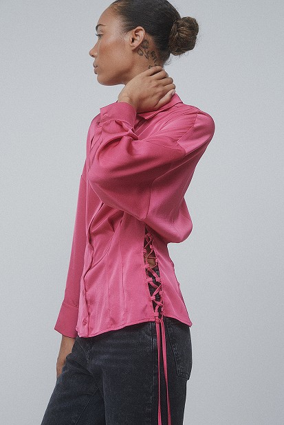 Satin shirt with crossed design