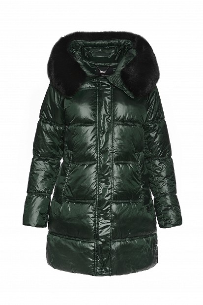 Puffer jacket with adjustable faux fur