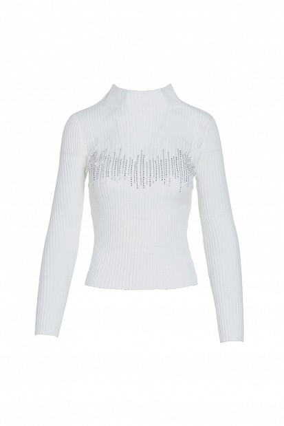 Knit top with rhinestones