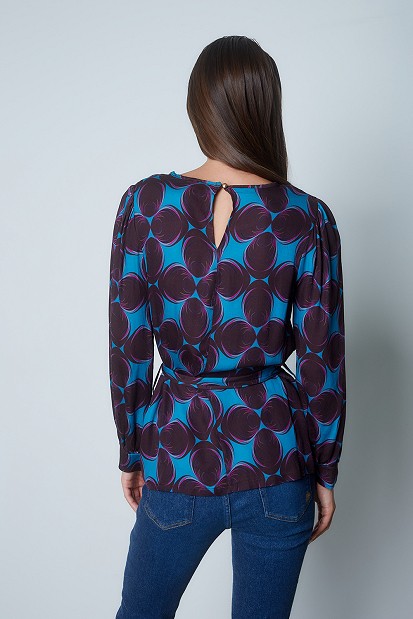 Printed blouse with self-tie