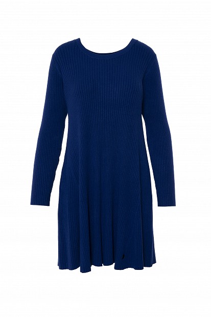 Ribbed knit dress with asymmetric hemline