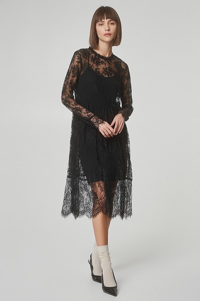 Sheer dress with lace