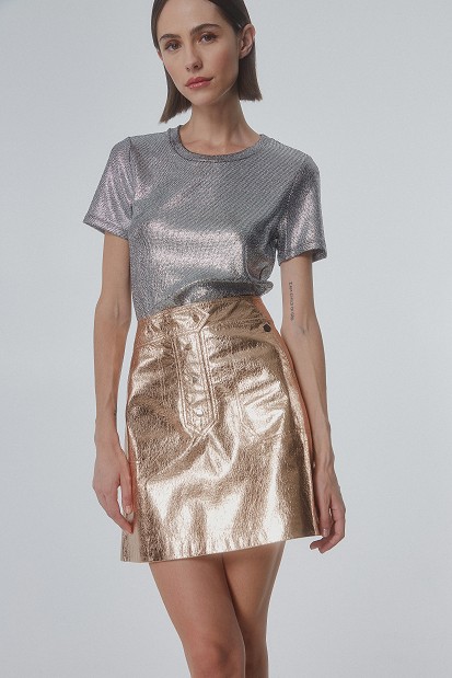 Metallic mini skirt