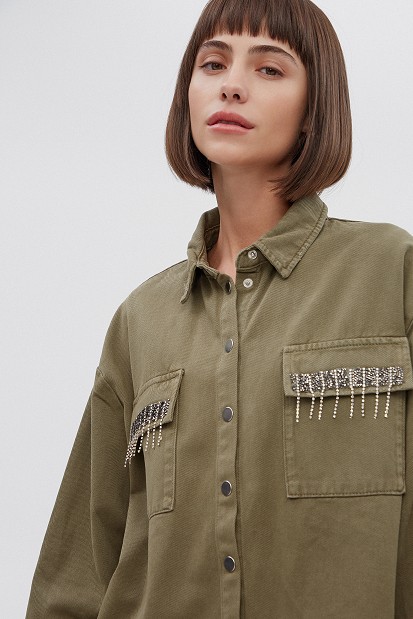 Military jacket with rhinestones
