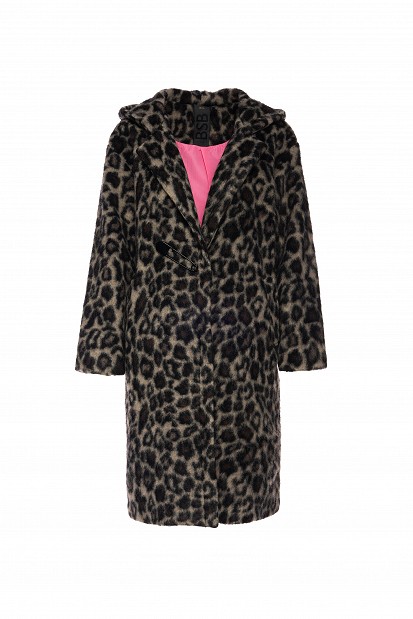 Leopard printed coat with wool