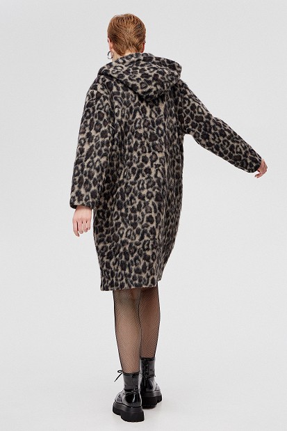 Leopard printed coat with wool