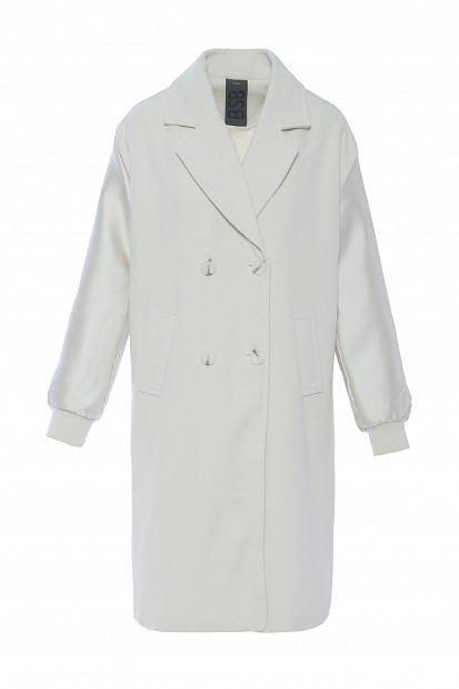 Coat with satin touch sleeves