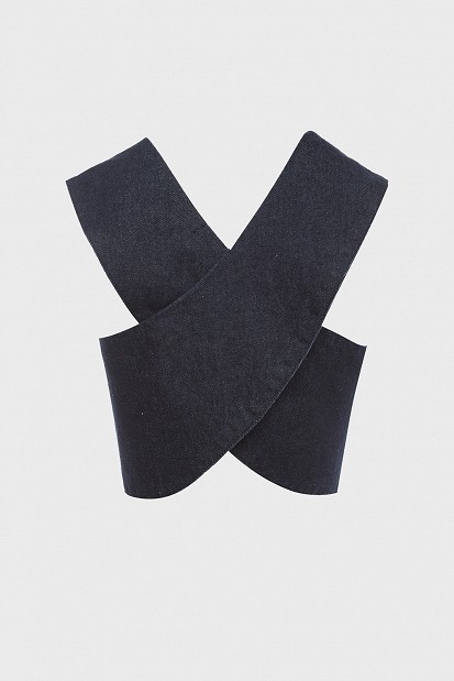 Denim vest with crossed design