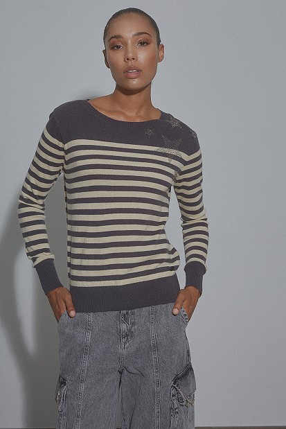 Плетен рипсен пуловер