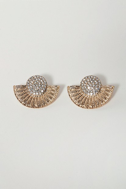 Earrings with rhinestones and embossed touch