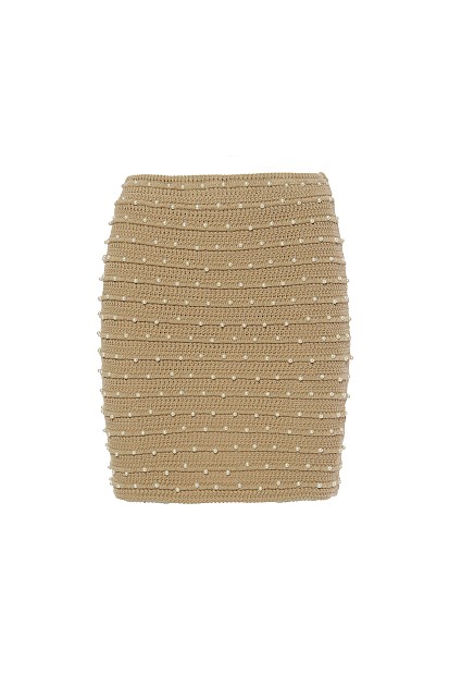 Mini knit skirt with pearls