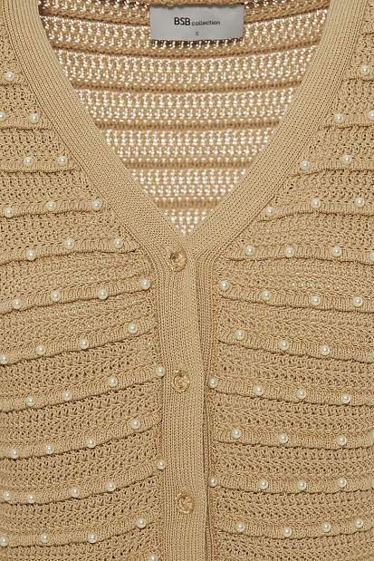 Knit cardigan with pearls