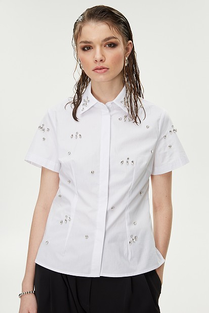 Shirt with bejeweled stones