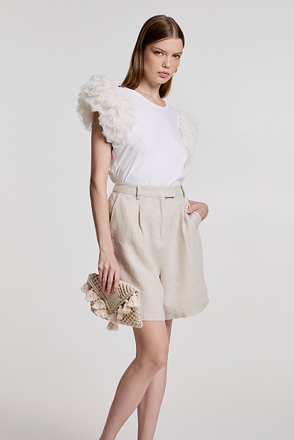 Shortsleeves blouse with tulle