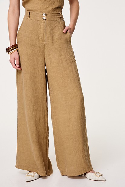 Linen wide leg trousers