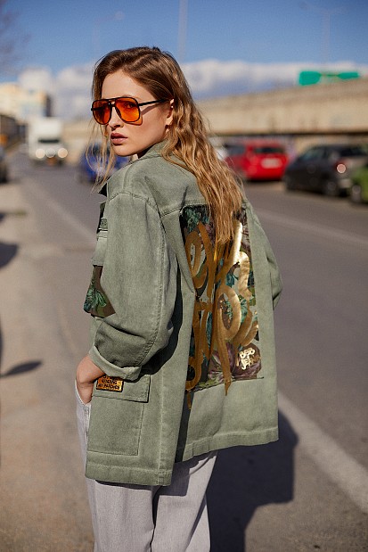 Military jacket with patches