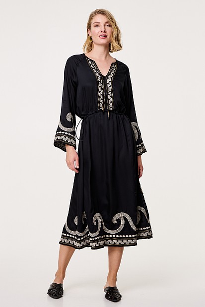 Maxi dress with broderie