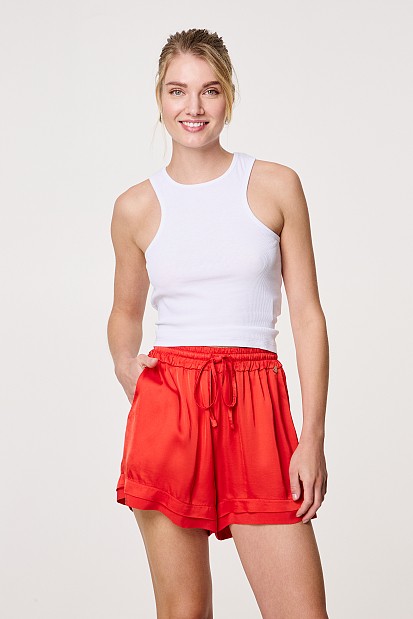 Satin shorts with elasticated waist